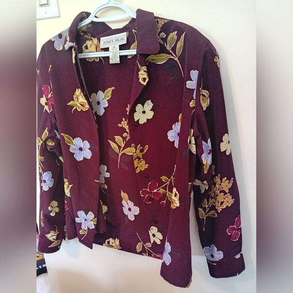 Vintage 90s Jones Wear Buttton Down Shoulder Pad Business Professional Size 12 - Picture 4 of 6